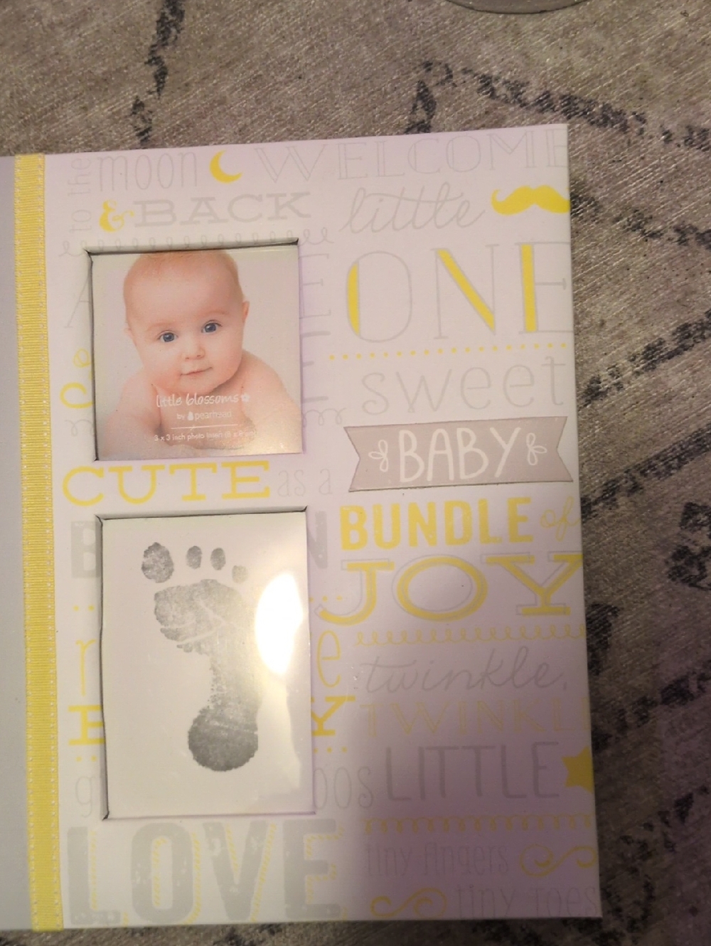 Pearhead Baby Memory Frame in Yellow and Gray